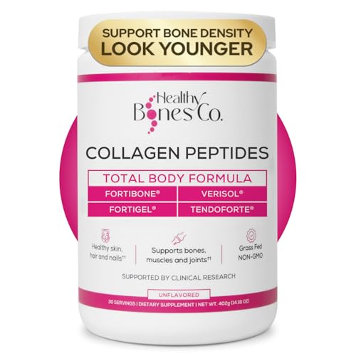 Image of FORTIBONE Premium Bone Health Collagen Peptides w /FORTIGEL, VERISOL & TENDOFORTE, Clinically-Supported for Bones, Joints Skin Hair Nails, Hydrolyzed Collagen, Anti-Aging Formula (30 Servings)