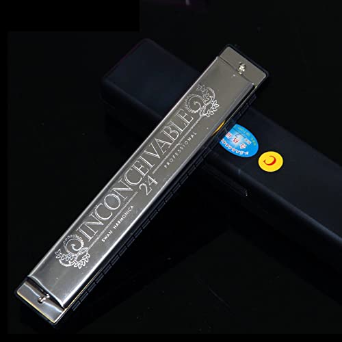 Harmonica Populaire 24 trous vibrato harmonica clé C polyphonique harmonica noir octave Tuner harmonica avec boîtier - Les Beatles, Paul McCartney, John Lennon, RIngo Starr, George Harrison Harmonica Populaire 24 trous vibrato harmonica clé C polyphonique harmonica noir octave Tuner harmonica avec boîtier