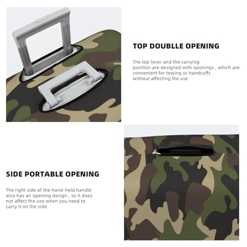 Camouflage Pattern Luggage Suitcase Covers Elastic Washable Green Brown Camo Luggage Protector Travel Suitcase Protective Cover For Kid And Adult, M (Fit 22-24 Inch Luggage)4