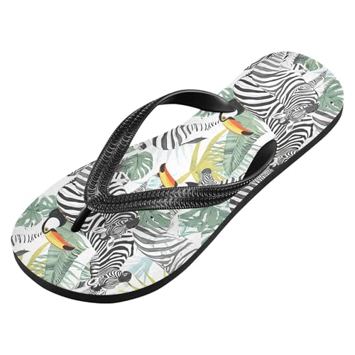 Burbuja Zebras Tropical Leaves Flip Flops for Women Men, Soft Thong Sandals Rubber Slippers for Pool Beach Essentials2