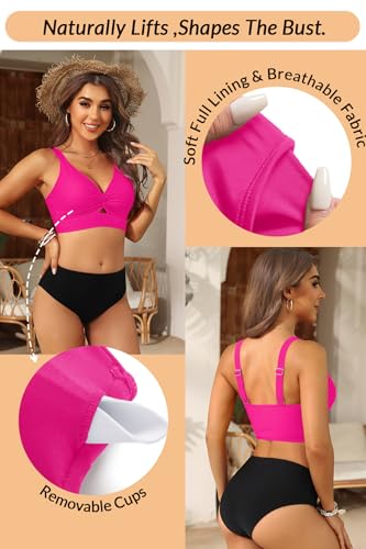 Image of Women's Bikini Top - Supportive Swimsuit for Large Bust - 2025 Cut Out Twist Swim Top