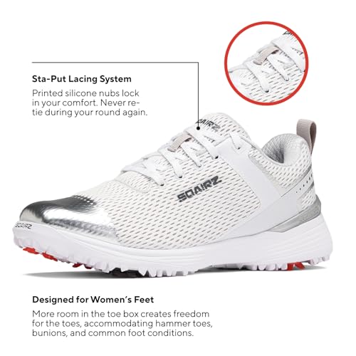 SQAIRZ Freedom Ultra Women's Athletic Golf Shoes, Designed for Balance & Performance, Replaceable Spikes, Breathable, Golf Footwear3