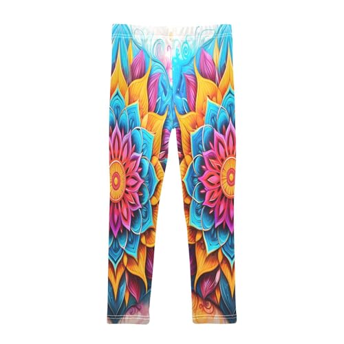 Toddler Girls Leggings Printed Yoga Pants Leggings Bohemia Blue Pink Flower for Kids2