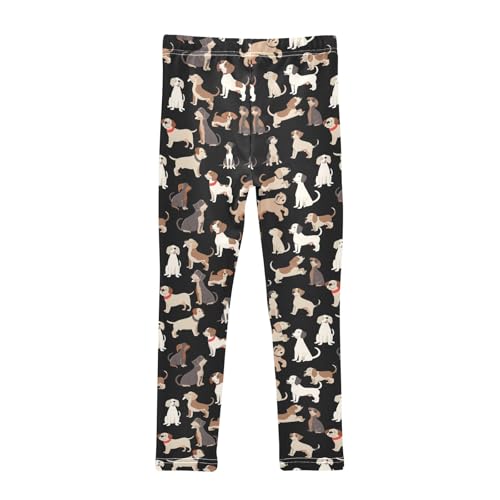 Girls' Athletic Leggings Ankle Length Yoga Dance Pants Kids Teen 4T Dog Black Background2