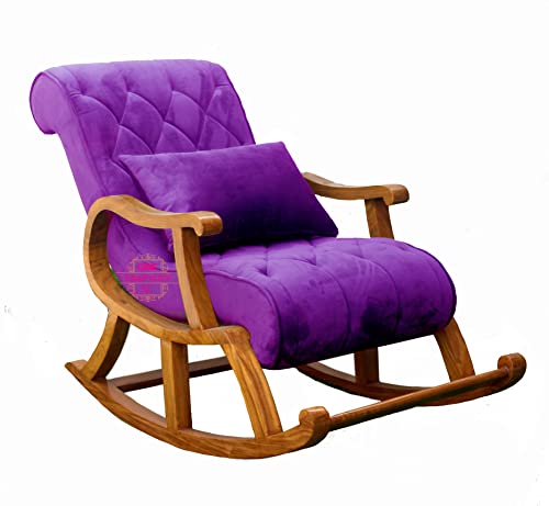 Image of CRAFTCITY Ergonomic Rosewood Rocking Chair (Purple)