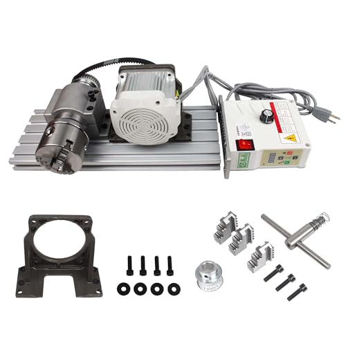 RATTMMOTOR Motor Lathe Chuck Spindle Assemblies, K11-160mm 3 Jaw Lathe Chuck with 750W 110V Adjustable Speed Brushless Servo Motor+Driver, Through Hole 45mm for Polishing/Woodworking Lathe Machine