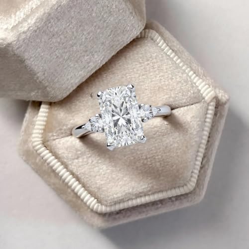 2-4 Carat Radiant Cut Moissanite Engagement Rings for Women Moissanite Rings Customizable 10K Gold/14K Gold/18K Gold/925 Sterling Silver Promise Rings for Her Free Engraving4