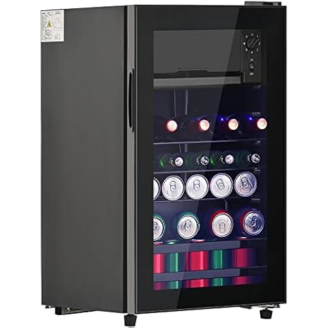 Merax Kühlschrank mit Gefrierfach, 15" Freistehend Mini-Getränkekühler, 6L+70L Cover