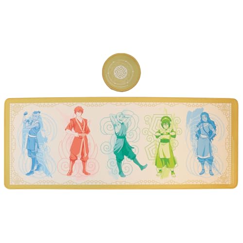 FaNaTtik Avatar: The Last Airbender Elements Desk Pad & Coaster Set Official Large Gaming Mouse Mat 800×300mm with NonSlip Base & Reinforced Edges