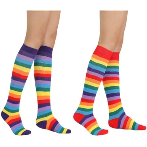 CHENGZI Rainbow Stripe Knee Length Socks Cover
