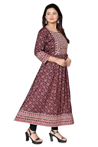 Image of Rayon Casual Ethnic Round Neck Embroidered Kurta for Women and Girls (310)