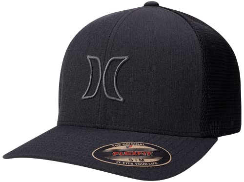 Image of Hurley Mens Trucker Hat - Lightweight Breathable Stretch Mesh Back Curved Bill Baseball Cap with 3D Front Icon Logo