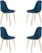 JIASEN Set di 4 sedie da pranzo moderne della metà del secolo, sedie da pranzo con rivestimento in velluto retrò, con tubo di metallo (blu)