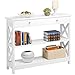 Yaheetech Table Console, Console Entrée en Bois à 3 Niveau avec 1 Tiroir, 100 x 30 x 80 cm, Pied en Bois Massif, Style Néo-rétro, Blanc, Salon Couloir