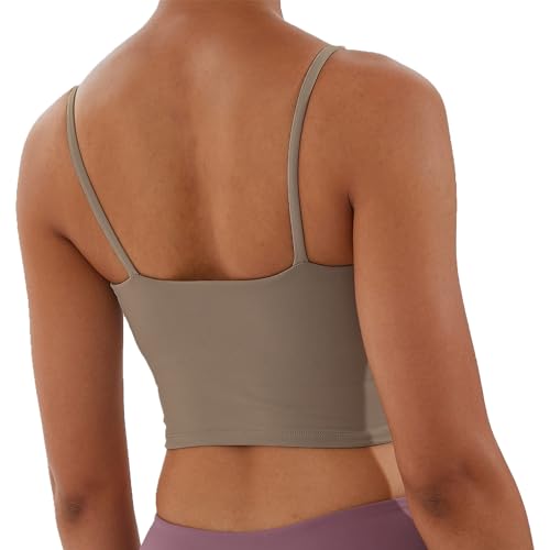 Image of Women's Strappy Stretch Sports Bra Longline Yoga Tank Top Fitness Bra Workout Camisole Crop Tops for Teen Girl