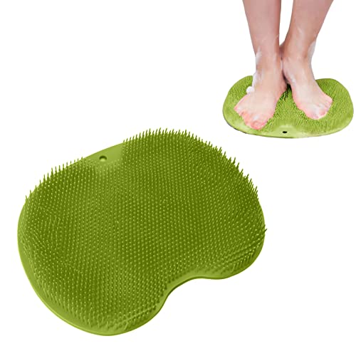 Bath Massage Pad, Shower Foot & Back Scrubber, Body Scrubber, Lazy Bath Massage Cushion Brush with Suction Cups, Bathroom Wash Foot Mat, Foot SPA, Exfoliating Dead Skin Foot Brush(Green)