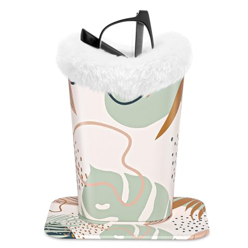 Image of Eyeglasses Holder,Plush Lined PU Leather Pattern Stand Case with Magnetic Base,Unisex for Women Men