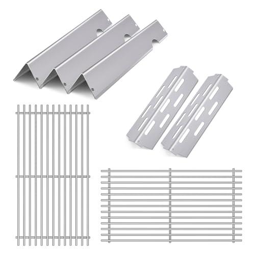 OTAMECE 66801 Stainless Steel Grill Grates with 66032 Flavorizer Bars for Weber Genesis II E-210 S-210 GS4 Grill Parts Genesis II LX E-240 S-240 Series Gas Grills 2017 and Newer Grill Part