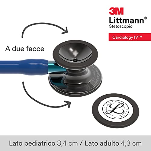 Image of 3M Littmann Cardiology IV Diagnostic Stethoscope, 6202, More Than 2X as Loud, Weighs Less, Stainless Steel High Polish Smoke-Finish Chestpiece, 27 inch Navy Tube, Blue Stem, Black Headset (Pack of 3)
