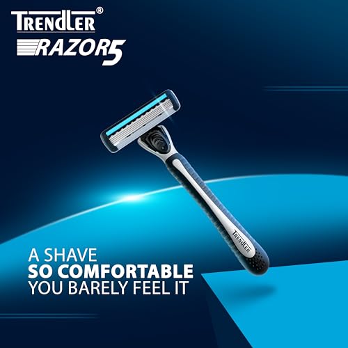 Image of 5-Blade Razor | Razor for Men, with 5 Anti-Friction blades, Dynamic Pivot for Smooth & Comfortable shave with Flexible Head, Water-Activated Moisture Strip (5 Cartridges)