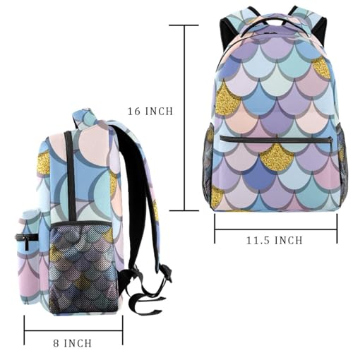 Sac à dos d'école sirène multicolore pour filles et adolescents 40cm - 2