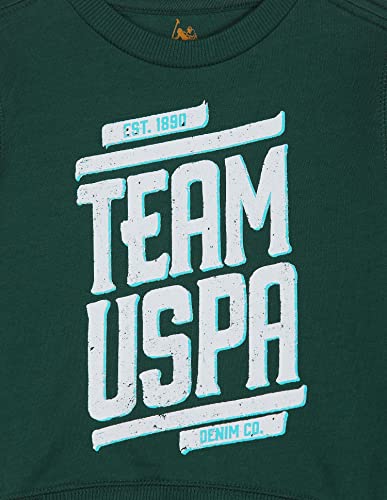 Image of U.S. Polo Assn. Kids Regular fit Cotton Crew Neck Sweatshirts (UKSWSON0104 Green 10-11Y)
