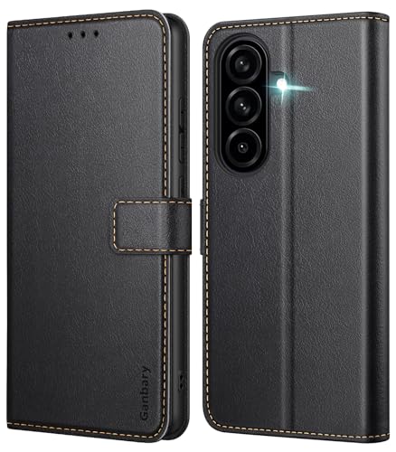 Ganbary Funda Compatible con Samsung Galaxy A57 5G, Funda Tapa Libro Movil PU Cuero Funda [Protección Completa] [Ranura Tarjeta][Función Soporte], Negro