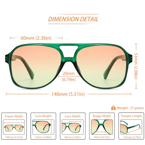 Image of Freckles Mark Vintage Retro 70s Sunglasses for Women Men Classic Large Square Aviator Trendy Glasses