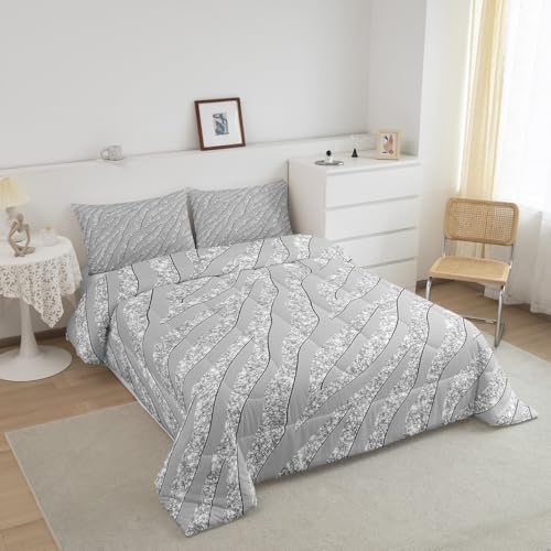Image of Feelyou Leopard Print Comforter Set Grey Silver Zebra Print Bedding Set Cheetah Glitter Comforter for Kids Boys Girls Women Africa Animal Fur Quilt Room Decor Duvet Set for All Season Twin Size Boys
