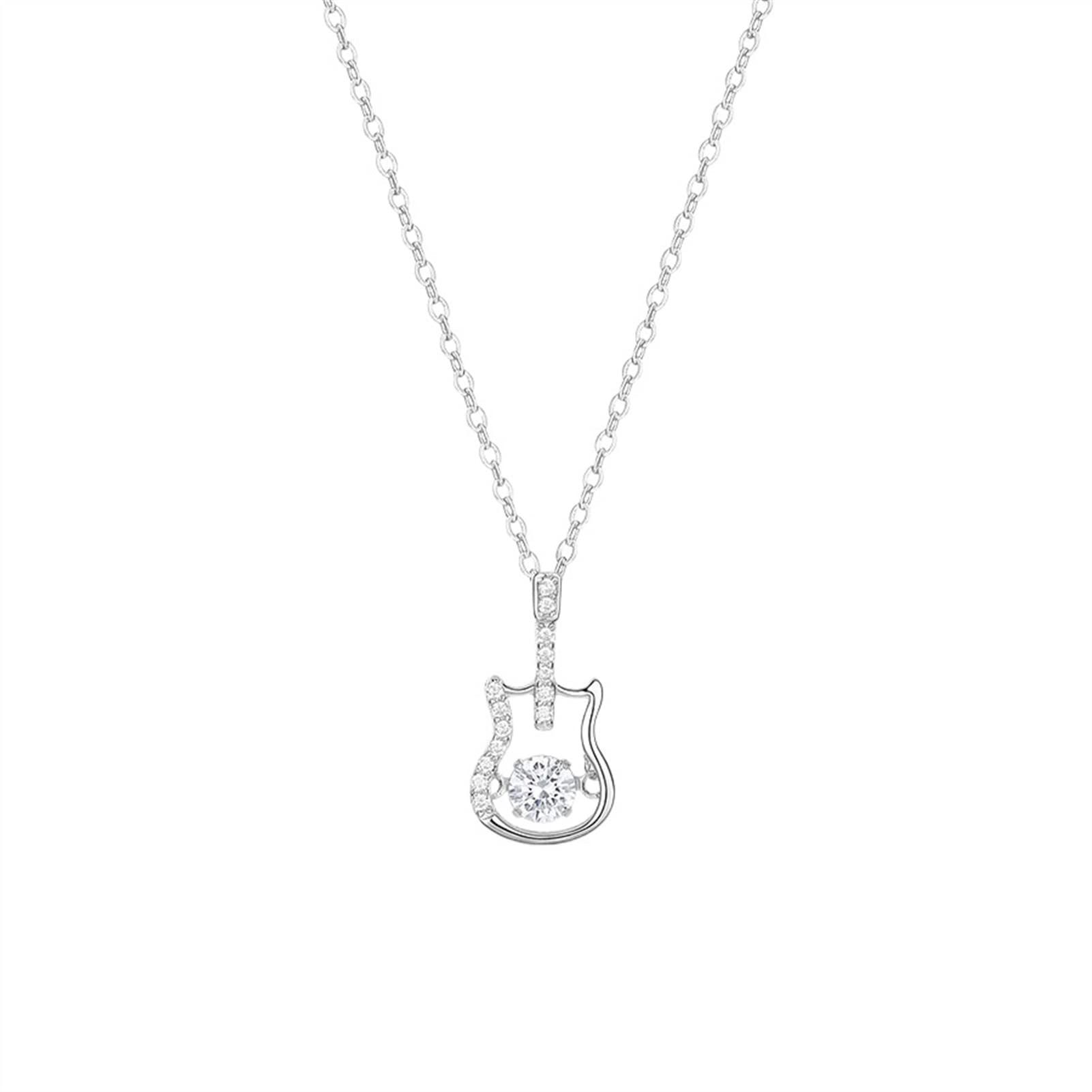 CLoxks Collane 925 Collana for chitarra d'argento Fashioni uniche Clavicle Chain Women's Neckace Gifts for Best Friend Collana da donna