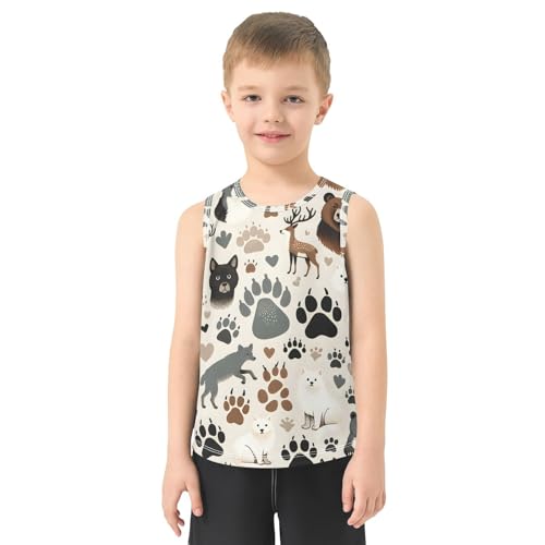 susiyo Deer Bear Paw Prints Boys Sleeveless Tank Top Girls Athletic T Shirt2