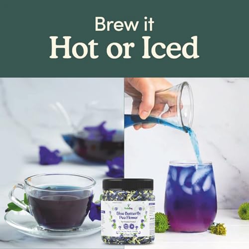 VY VedaYug Blue Butterfly Pea Flower Tea 100 Gram | Making ICE and Herbal Tea with ANTI-OXIDANT, Caffeine Free | Natural Colourant | Use with Green Tea - 100g
