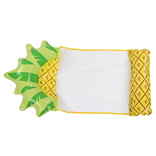 Jerliflyer Water Hammock Float Lounger Pineapple Fruit Pattern Foldable Multifunction Inflatable Float Lounger for Beach and Pool Foldable float lounger