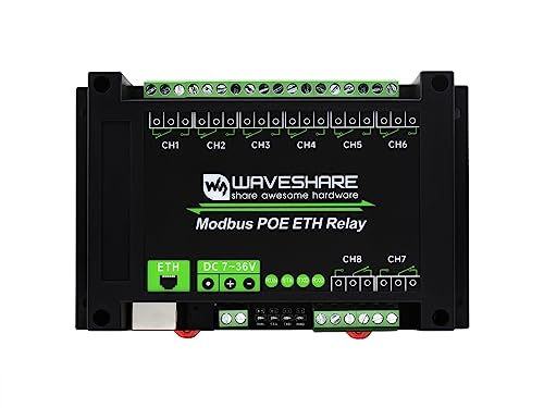 Waveshare 8-Ch Ethernet Relay Module, Modbus RTU/Modbus TCP