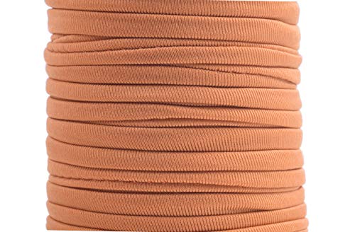 KONMAY 1 Roll 20 Yards 5.0mm Flat Soft Skinny Elastic Cord from Spanex and Nylon Fabric Stitched Stretchy Spandex Cord(Tan)