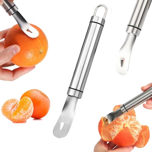 HyStarsigo Orange Peeler Tool, Stainless Steel Citrus Peeler Tool Easy to Peel, Long Handle Orange Peeler Gadget with Triangular Blades and Serrations, Practical Cutting Tools Kitchen Gadget (1 Pack)