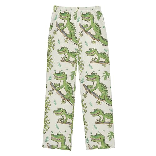 Pajama Pants Cartoon Green Crocodile Long Sleep Pants Lounge Bottoms