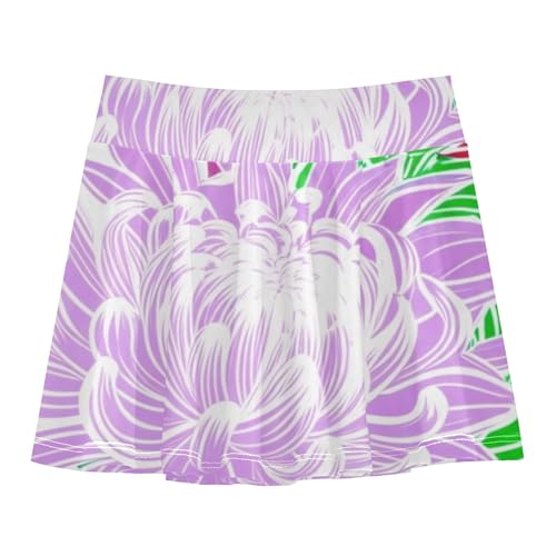 Skirts with Shorts Purple Chrysanthemum Flowers Athletic Shorts for Girls Skorts Cartoon Little Girl 4t
