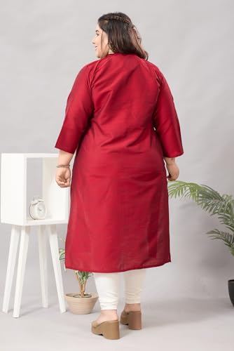 Image of DREAM & DZIRE Women's Silk Blue Straight Kurti for All Plus Size and Small Size