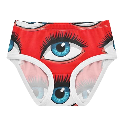 Cotton Toddlers Underwear Floral Blue Eyes Black Eyelashes Red Cute Panties Girl Print Underpants Briefs 2t