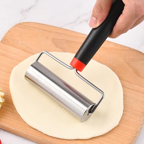 LdawyDE Rouleau à Pâtisserie, Rouleau Patisserie en Acier Inoxydable Rouleaux à Pâtisserie Avec manche Cuisson pour étaler la Pâte à Pizza Biscuits Fondant (11.6...