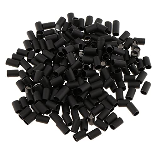 kesoto Bulk 200pcs Black 6mm Heat Shrink Adhesive Lined Tubes Micro Rings Links Beads for I Bonded Tipped Hair Extensions