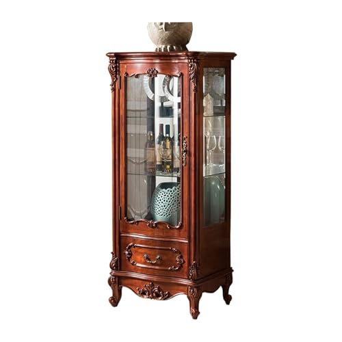 Gabinete de vino de madera estilo europeo con puertas de vidrio