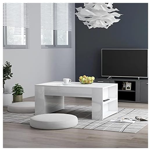 Accentbord soffbord högglans vit 100 x 60 x 42 cm spånskiva