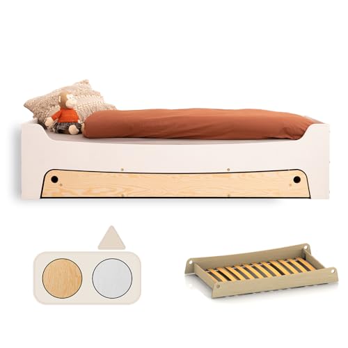smartwood TILA 10 Kinderbett 90x200 mit Lattenrost und Ausziehbett - Holz...