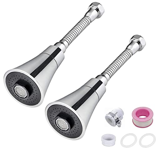 Image of Kitchen Faucet Head Replacement, Kitchen Sink Faucet Parts, Pull Down Faucet Sprayer Head Nozzle, Stream Spray and Pause Mode Can Rotate 360(Faucet with Nozzle, Set of 2)