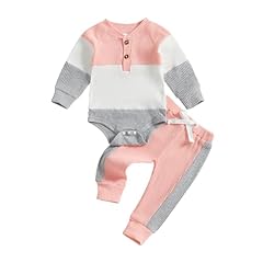Rib Pink Grey Pants Set