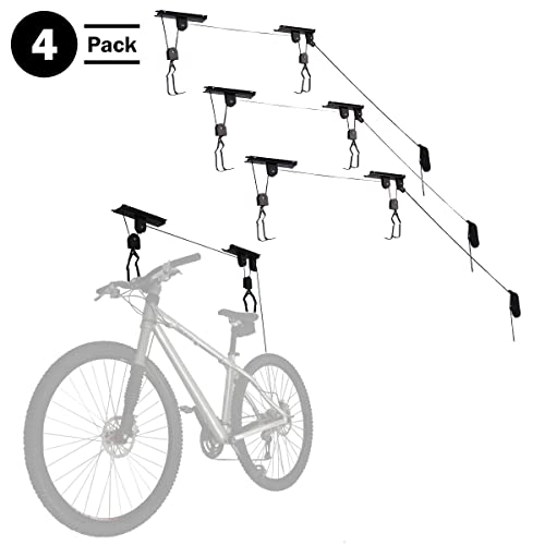 Set of 4 Bike Hangers for Garage - Hoist Pulley System with 100lb Capacity - Overhead Ceiling Storage for Bicycles or Ladders by RAD Sportz by RAD Sportz - Image 2