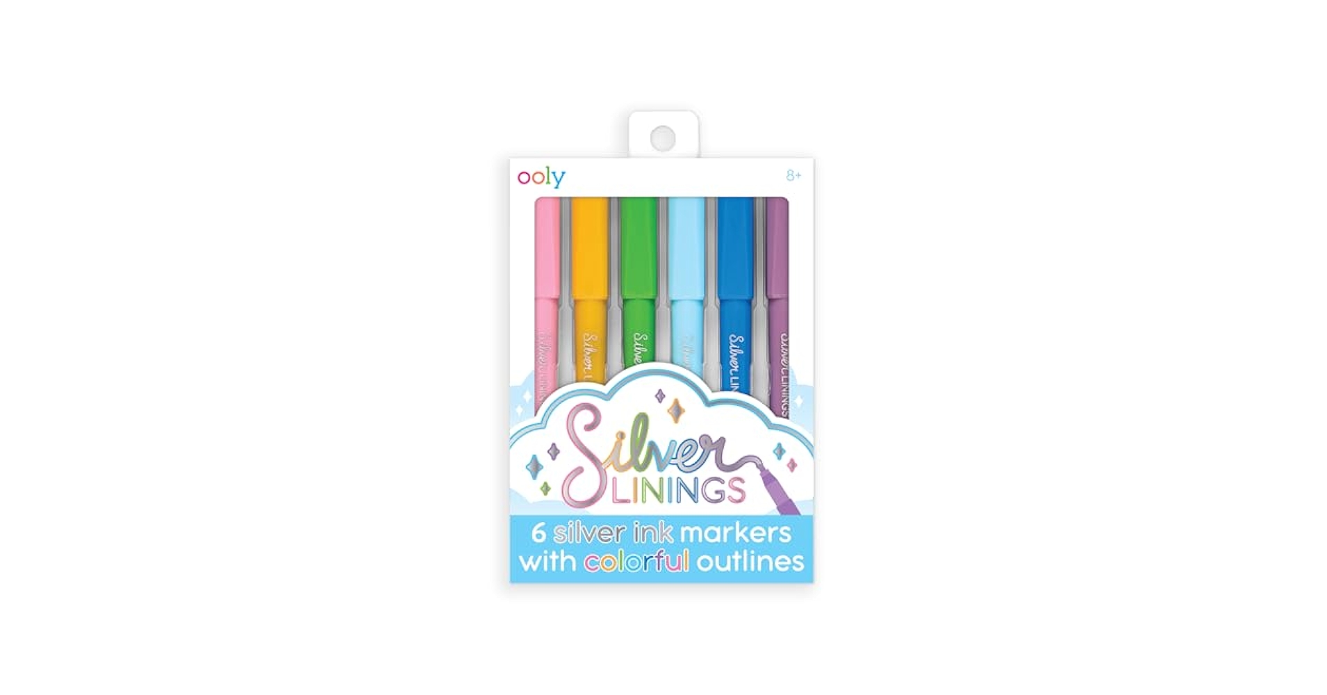 Amazon.com: Ooly Silver Markers Colorful Outlines Set of 6