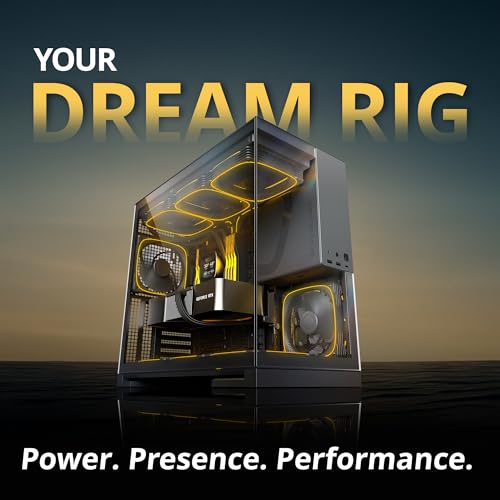 Image of Geometric Future M5 Tempered Glass Mid Tower, E-ATX /ATX Gaming Case, 1.2mm Steel, Type C, Toolless Panels, Support 420 /360 Radiator, ARGB PWM 140m Fan x 5 Pre-Installed, Black /Grey, GEO-M5F-BG